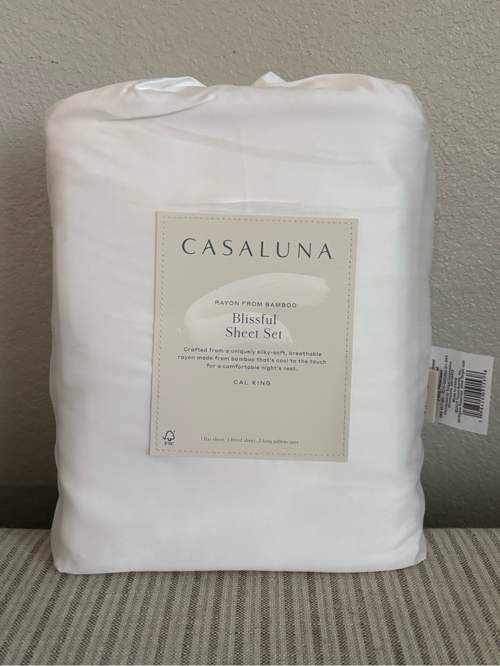 NWT California King 400 Thread Count Rayon from Bamboo Sheet Set White Casaluna